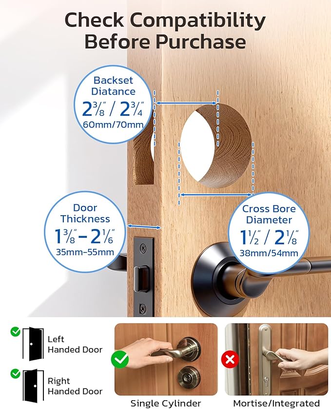 TCL D2 Plus Fingerprint Smart Lock, Wi-Fi Keyless Entry Door Lock, IP55 - Image 9