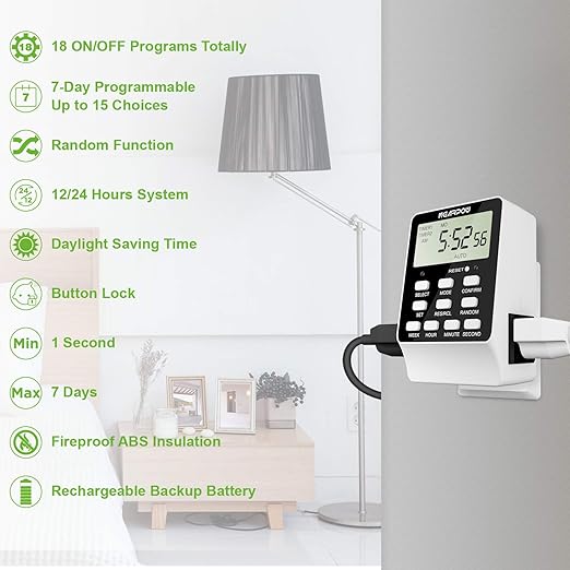 Outlet Timer, NEARPOW Dual Digital Light Timer - Image 7