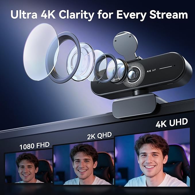 EMEET C60E 4K Webcam for Streaming & Gaming – PDAF Autofocus, Dual Mics - Image 2