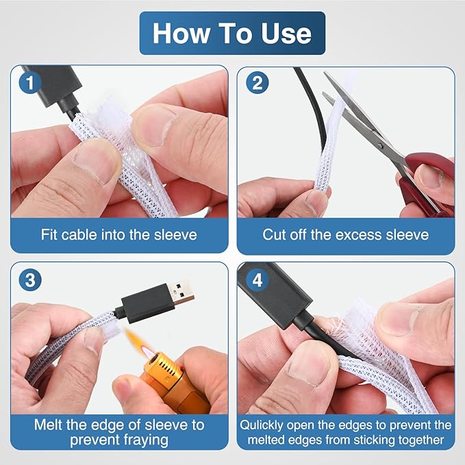 Nilight Cable Sleeve, 10ft-1/4inch Cord Management Sleeves, Braided Sleeving - Image 4