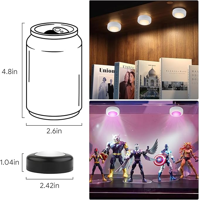Yiliaw 6 Pack LED Puck Lights Remote Control 16 Color Changeable Under Cabinet - Image 6