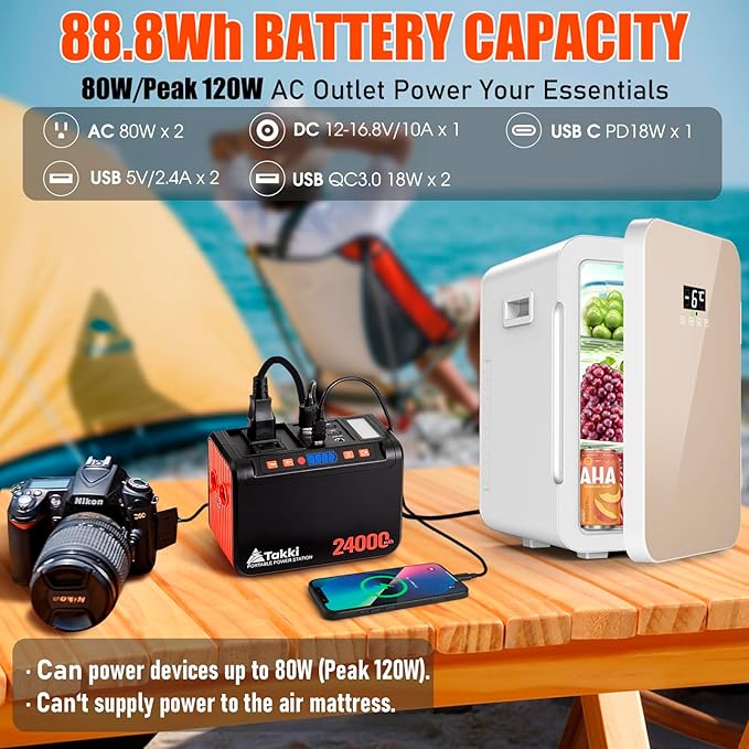 Takki 88.8Wh Portable Power Station Lithium Battery Small Generator Power Bank - Image 2