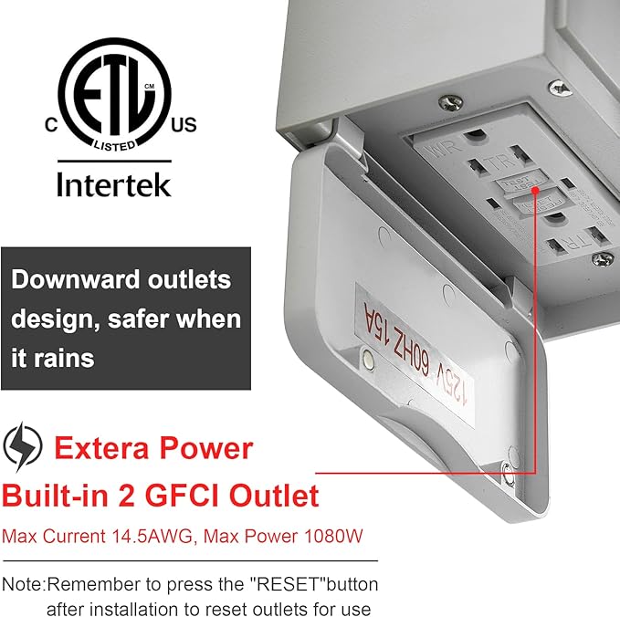 Myhaptim Porch Lights with GFCI Outlet, Dusk to Dawn Motion Sensor Outdoor - Image 2