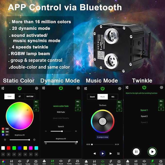 AZIMOM Dual Color High Brightness 50W Twinkle Fiber Optic Light Source RGBW - Image 3