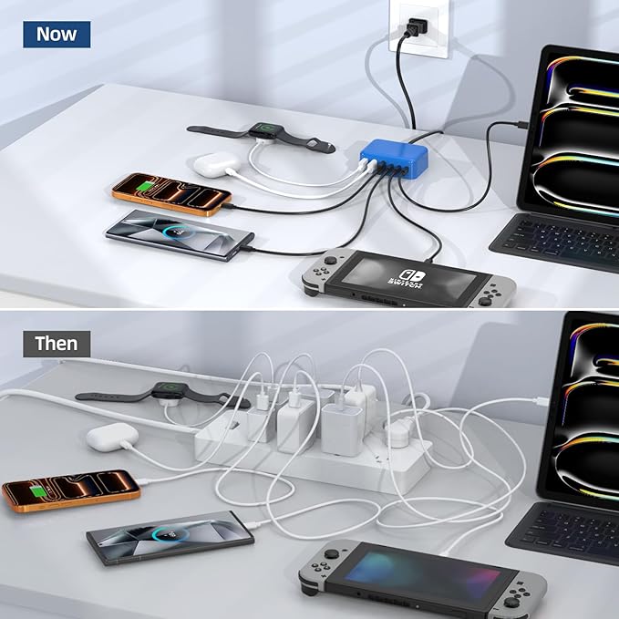 USB C Charger Block, 100W GaN 6 Port PD USB C QC USB A Wall Charger Adapter - Image 8