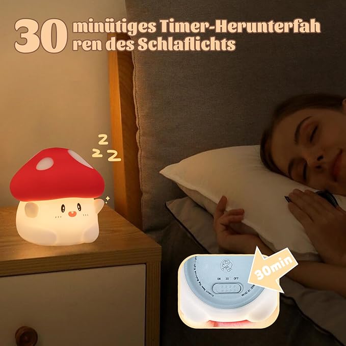 Rytinazzz Hug Mushroom Night Light, 50-Hour Battery & Pat Control, Squishy Lamp - Image 3