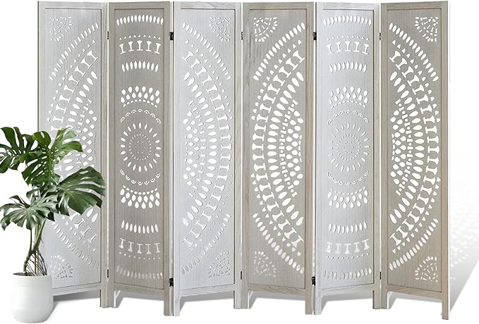 ALeesing 6 Panel Wood Room Divider Fully Assembled, Decorative Room Dividers by ALeesing