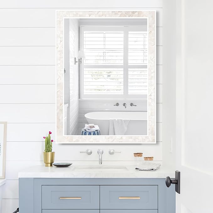 Tanmicoshomy White Shell Framed Rectangular Mirrors - Image 6