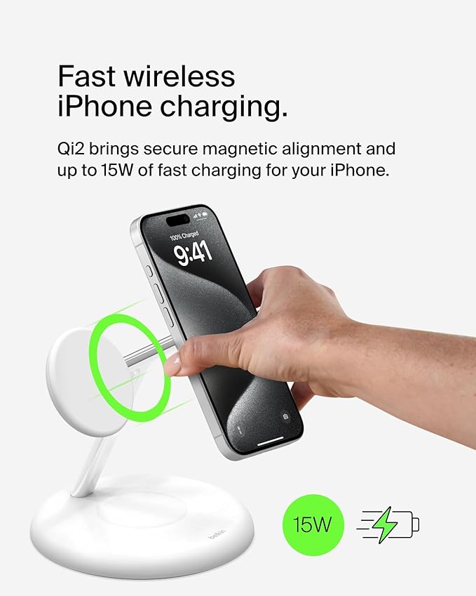 Belkin MagSafe-Compatible 3-in-1 Wireless Charger Stand 15W - Image 2