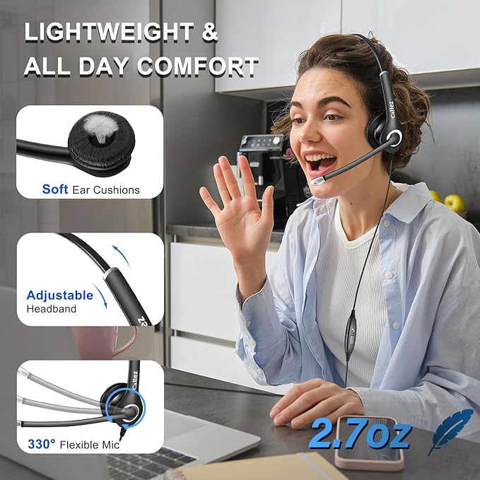 Callez Computer Headset, 3.5mm Cell Phone Headset - Image 6