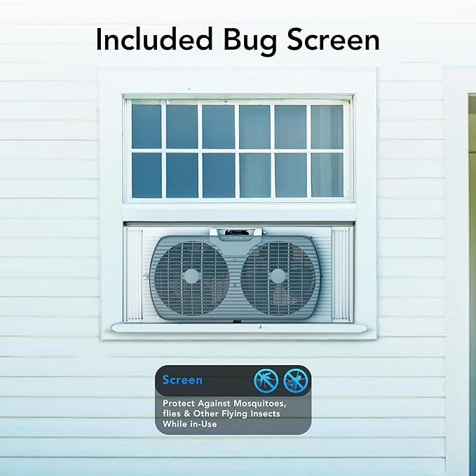 Comfort Zone Window Fan for Bedroom, 9 inch 3 Speed Dual Fans - Image 4