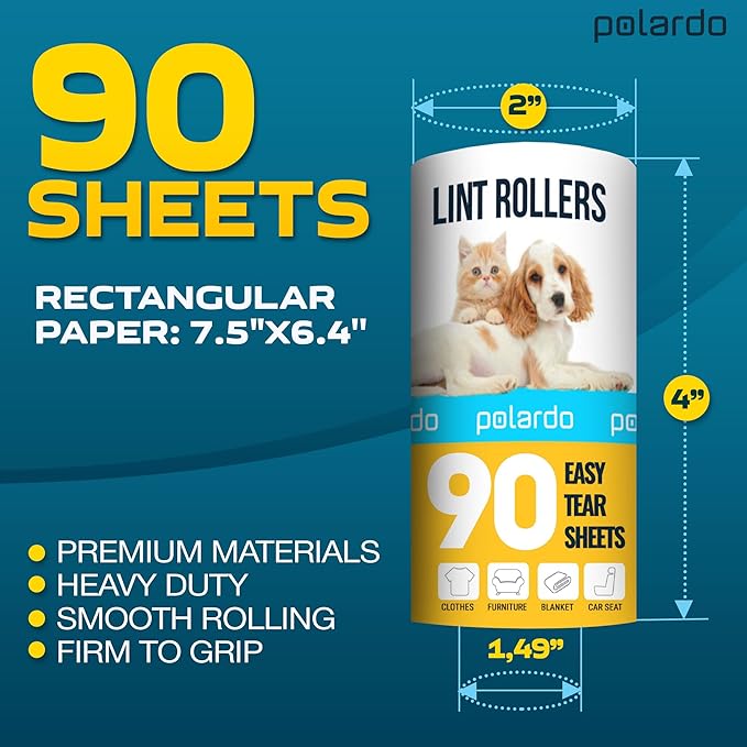 Lint Rollers 900 Sticky Sheets, 10 Spare Rollers, 10 Pack of Refills Only. Pet - Image 4