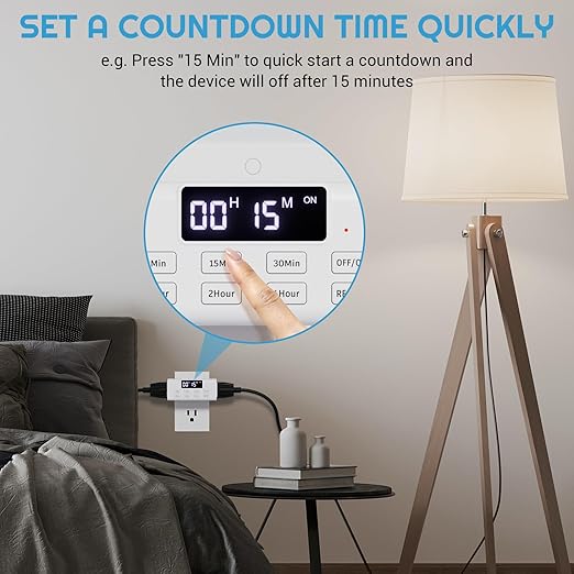 COKWEL Countdown Timer Outlet, Large Screen and Repeat Function, Inodoor Auto - Image 4