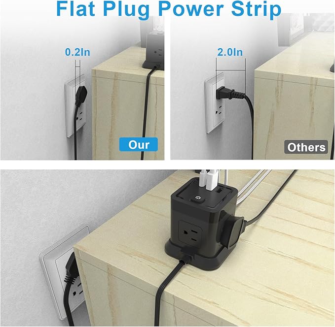 Power Strip with USB C Ports, FDTEK Power Cube with USB C, PD 20W Fast Charge - Image 4