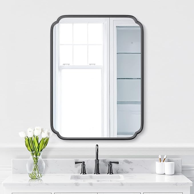 28"x36" Black Bathroom Mirror by FerytangeHome