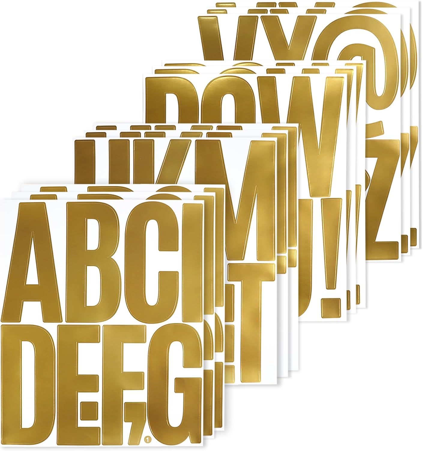 114 Large Alphabet Stickers, 12 Sheets 5 Inch Self-Adhesive Vinyl Letters Sticker Decals for Mailboxes, Doors, Trucks, Windows, Suitable for Indoor and Outdoor - Gold
