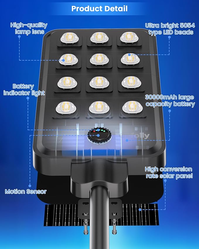 Gefolly G-13000W Solar Street Light Outdoor, Wide Angle Commercial Parking Lot - Image 5