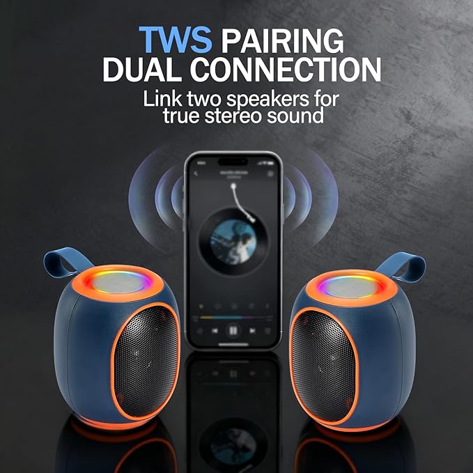 Portable Bluetooth Speaker – 8W HD audio quality, TWS stereo pairing, LED light - Image 3