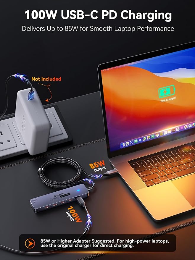 USB C Hub 10Gbps, QUUGE 5-in-1 USB Splitter - Image 4