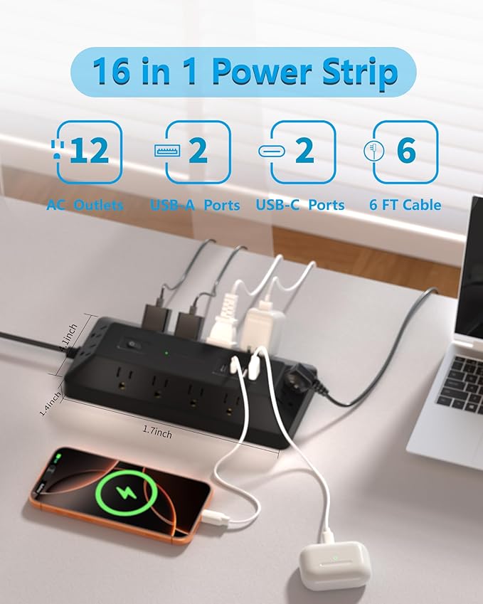 Inhwatek Surge Protector Power Strip - Image 3