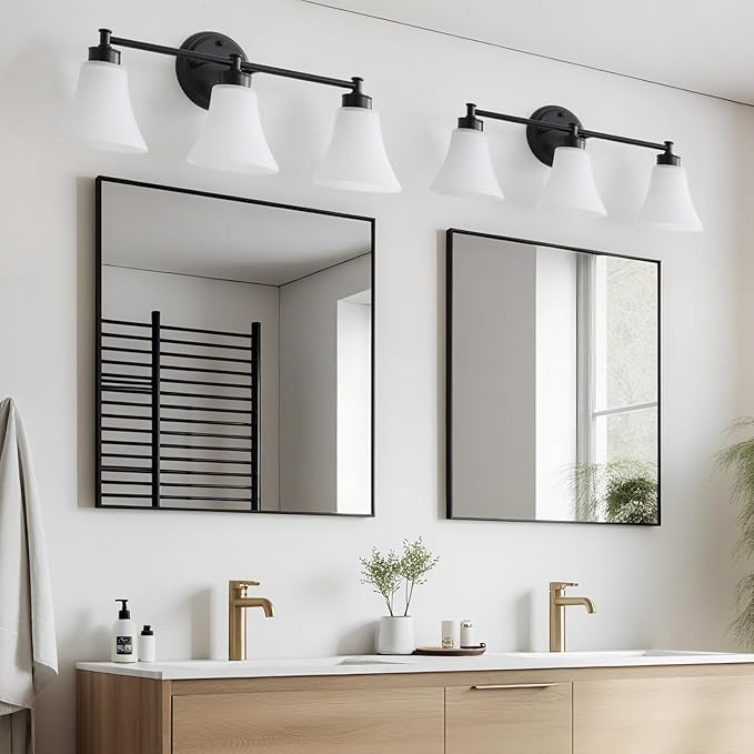 LOUSACE 3 Light Bathroom Vanity Light Matte Black Bathroom Lighting Fixtures - Image 3