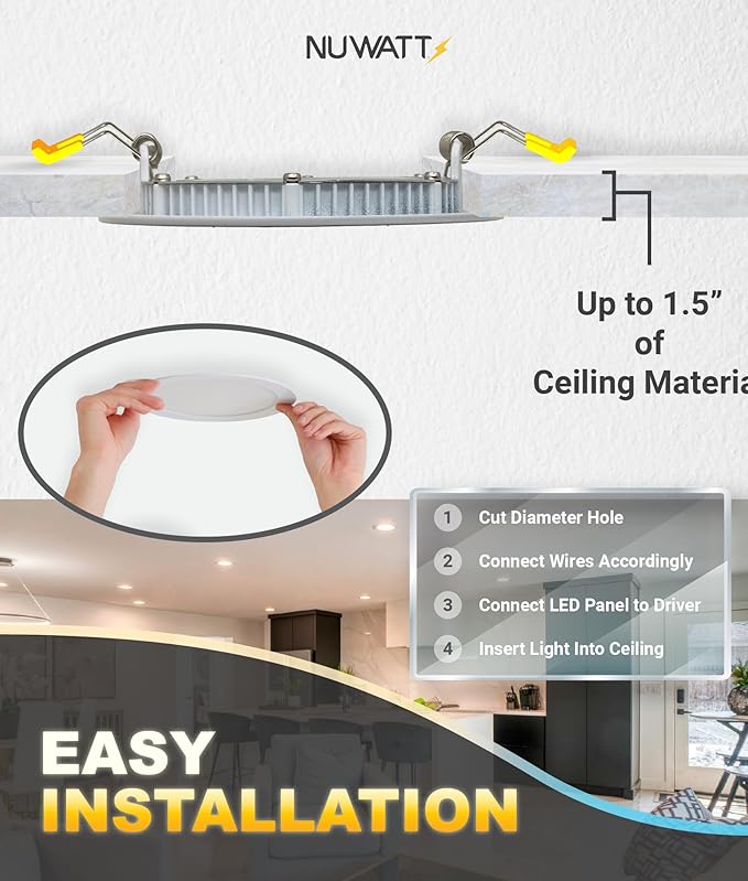 NUWATT 12 Pack, 4 Inch Ultra-Thin LED Recessed Lighting, 5CCT - Image 8