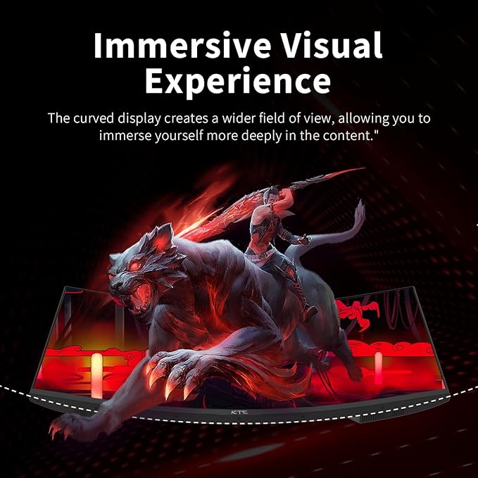 KTC 24 Inch Curved Gaming Monitor, 180Hz FHD 1080P Frameless Computer Monitor - Image 5