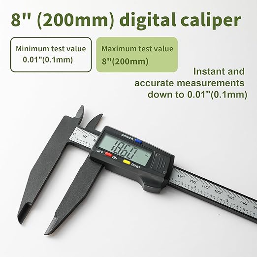 SCITOOLS Digital Caliper 0-8" Measuring Tool, Micrometer Caliper - Image 4