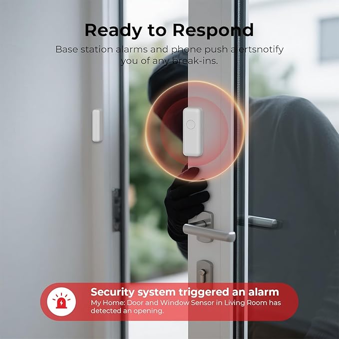 Hapippofa Alarm System for Home Security, 9 Pieces Smart WiFi Door Alarm System - Image 7