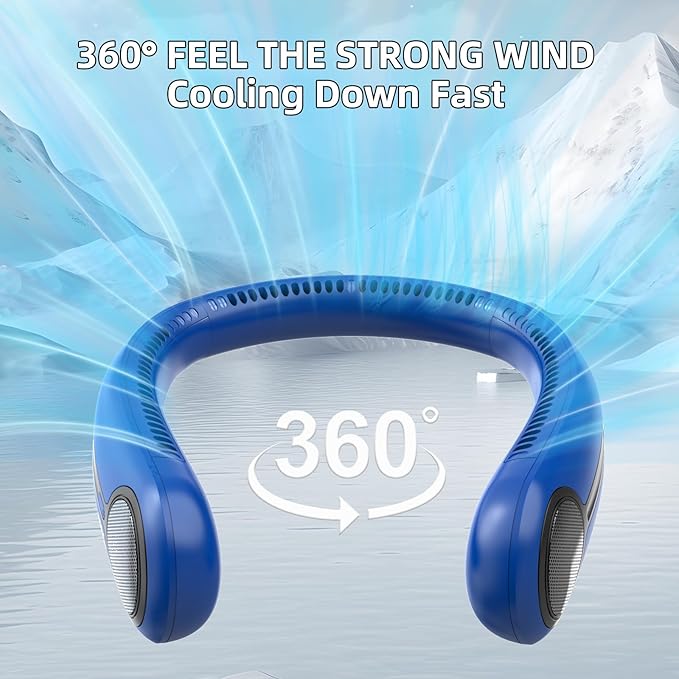 Portable Neck Fan, Hands Free Personal Wearable Bladeless Fan, 6000mAh USB - Image 2