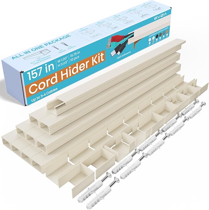 Beige Cord Cover Wire Hiders - 157in Cord Hider Wall Mounted TV by EVZA