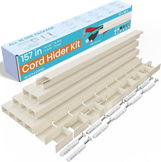 Beige Cord Cover Wire Hiders - 157in Cord Hider Wall Mounted TV by EVZA