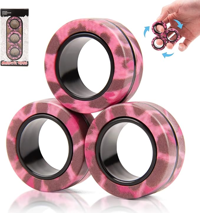 3PCS Magnetic Rings Fidget Toy Set, Adult Fidget Magnets Spinner Rings - Image 2