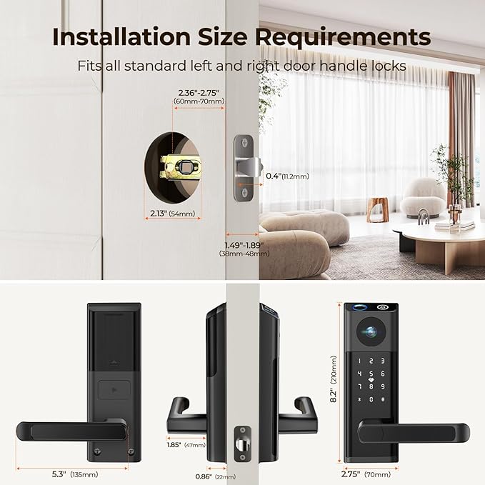 Video Smart Lock with Camera & Doorbell, 5-in-1 Keyless Entry Door Lock with - Image 6
