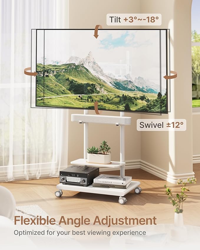 ECOTINY Steel Base Rolling TV Stand - Image 2