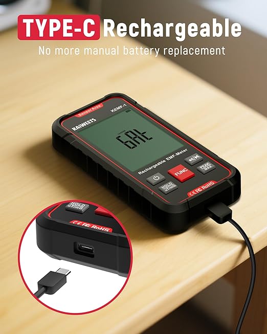 KAIWEETS EMF Detector, 3-in-1 Handheld EMF Meter Detects EF, WiFi Signal - Image 5