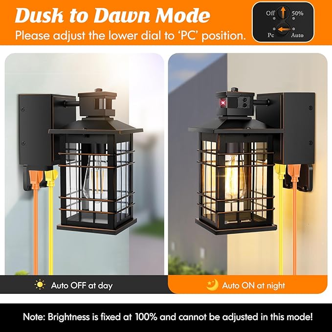 Porch Lights with GFCI Outlet, 3 Modes Oil-Rubbed Bronze Exterior Light - Image 5