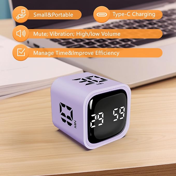 GuDoQi Multi-Function Cube Timer, 5/10/30/60 Min & Custom Count Down, Included - Image 5