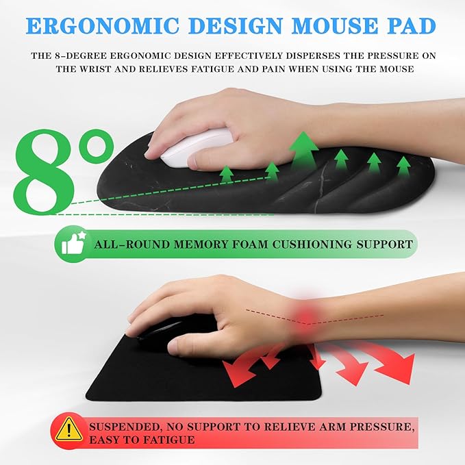 Mouse Pad Wrist Wrist Rest, Comfortable Memory Foam Wrist Rest, Non-Slip PU Base - Image 4