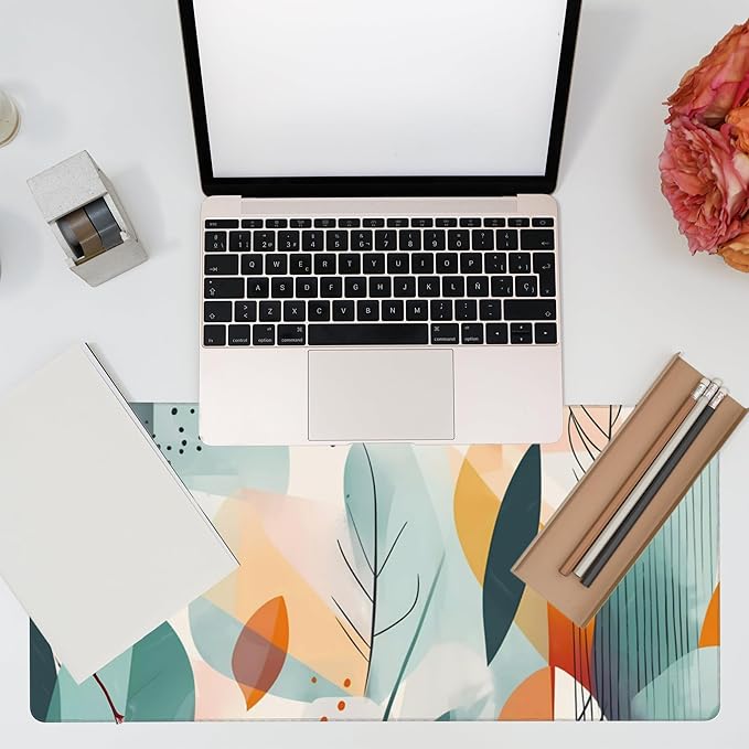 Eflxamz Desk Pad, Abstract Colorful Leaves Desk Mat, Abstract Line Art Large - Image 7