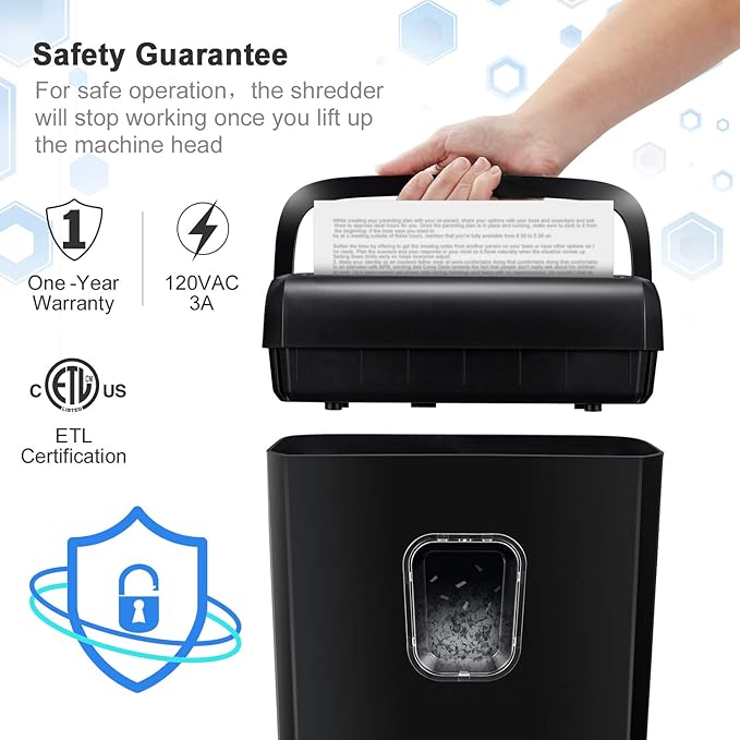 Bonsaii 6-Sheet Micro-Cut Paper Shredder, P-4 High-Security - Image 6