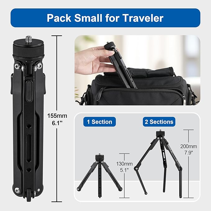 LEOFOTO Aluminum Mini Table Tripod, Weight 162g/0.35lb, Maxload 5kg/11lb - Image 2