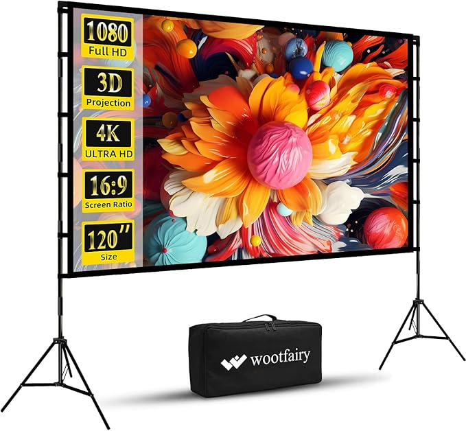 Projector Screen and Stand, Wootfairy 120 inch Foldable and Portable Projection by wootfairy
