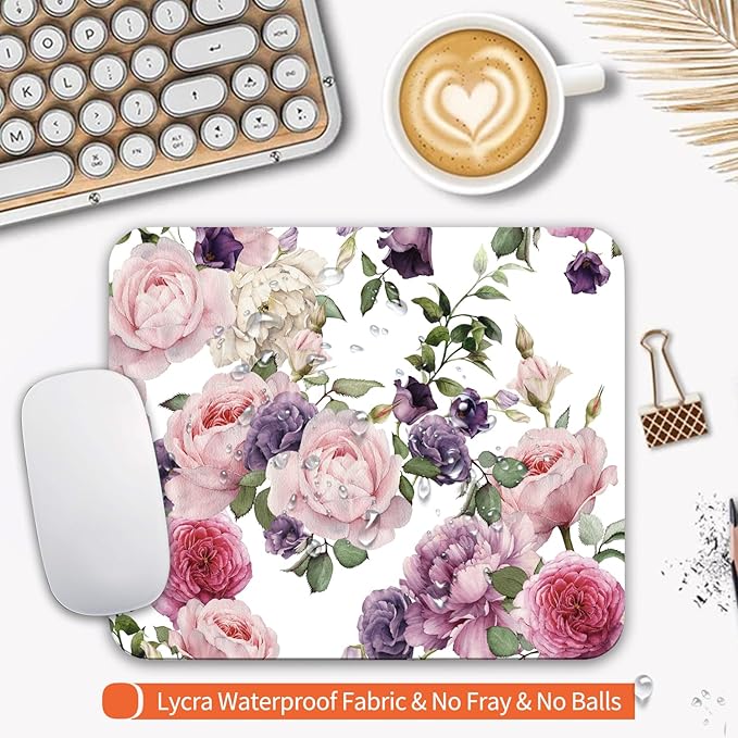 Armanza Square Mouse Pad Floral Roses, Personalized Premium-Textured Custom - Image 3