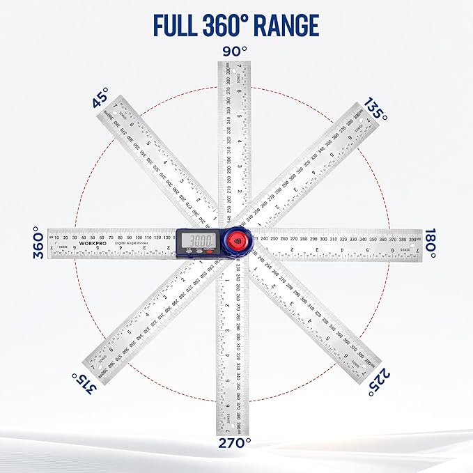 WORKPRO Digital Angle Finder, 7-Inch / 200 mm Stainless Steel Angle Finder Tool - Image 2