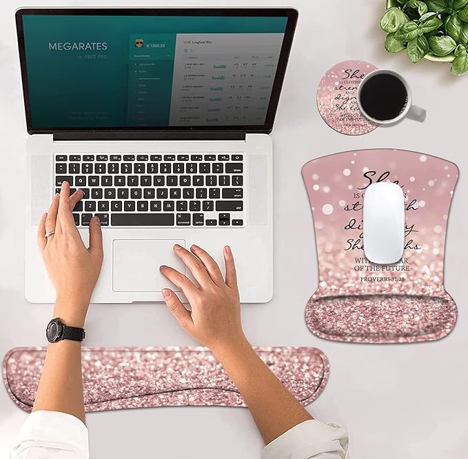 Ergonomic Mouse Pad Wrist Support and Keyboard Wrist Rest Set - Image 4