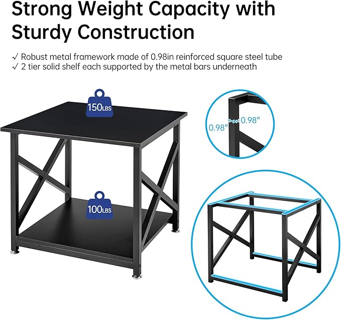 Fannova 2 Tier Large Printer Stand, 23.6 x 23.6 x 22.6 Inches Square Printer - Image 4