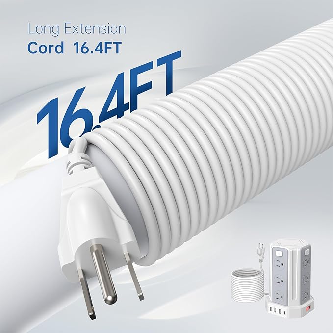 Power Strip Surge Protector, 10 Ft Extension Cord - Image 4