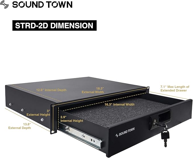 Sound Town High-Quality 1/2” Plywood 10U PA DJ Pro Audio Rack/Road ATA Case - Image 5