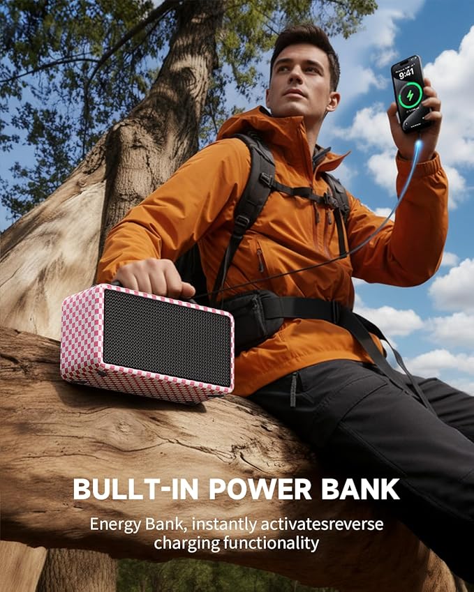 DINDIN Portable Bluetooth Speaker： 80W, 20H Playtime, Wireless Big Wood Boombox - Image 6